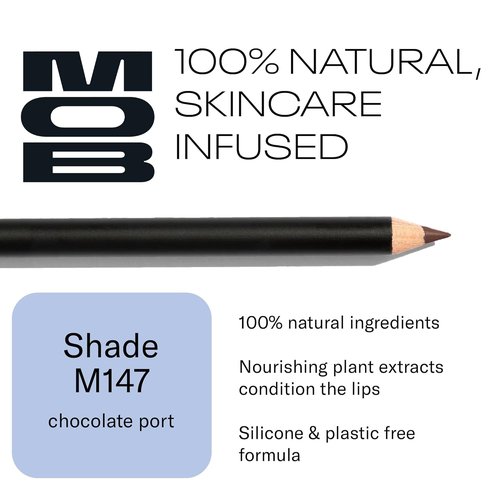 MOB Beauty Waterproof Lip Liner - Smooth Precision M147 Chocolate Port | 100% Natural, Vegan, Cruelty-Free