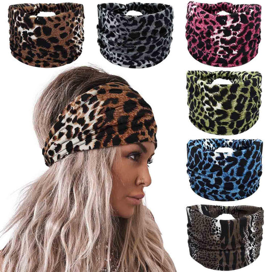 Olbye Headbands for Women Wide Boho Hairbands Knotted Turban Headband Tie Dye Non Slip Elastic Head Bands Floral African Workout Head Wraps Solid Color Yoga Sweatband Cotton Head Scarfs Bohemian Hair