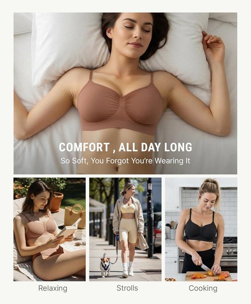 FeelinGirl Bralettes for Women - Comfortable Seamless Supportive Bras | No Underwire Design
