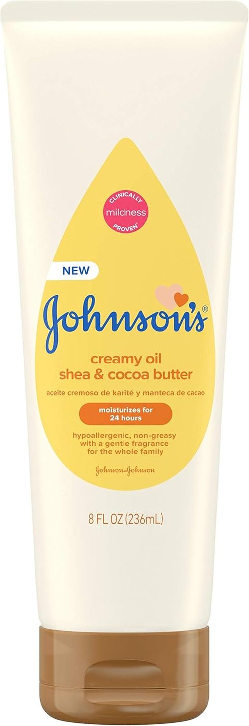Johnson's Baby Creamy Oil - Moisturizing Body Lotion with Shea & Cocoa Butter | 8 fl. oz