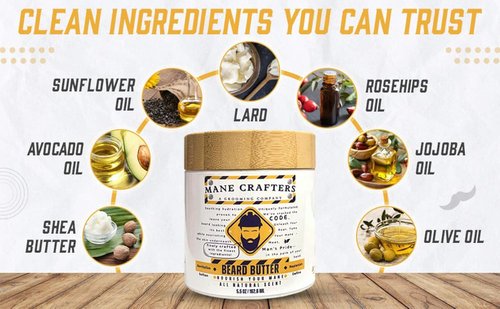 Regine Switzerland Lard Infused Beard Butter - Non-Greasy All-Natural Formula | Unscented 5.5 oz