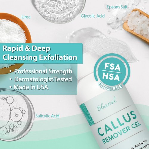 Ebanel Professional Callus Remover Set - Urea Cream 40% & Salicylic Acid 2% for Soft Feet | Exfoliating Gel