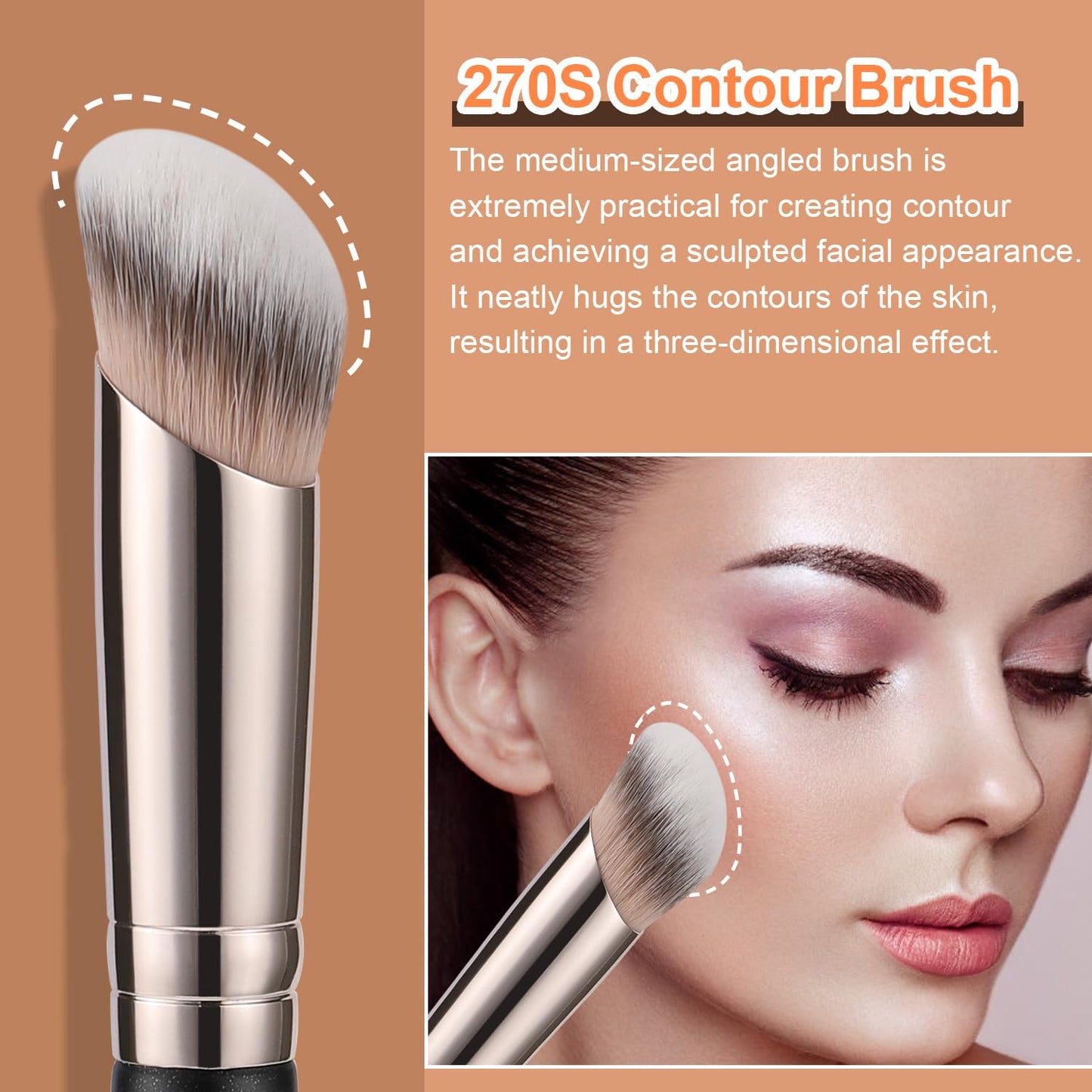 TEOYALL Under Eye Concealer Brush - Angled Synthetic Kabuki Brush for Blending & Buffing (270S)