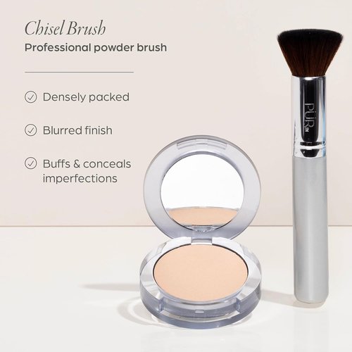 PÜR MINERALS Chisel Brush & 4-in-1 Pressed Mineral Foundation Bundle with SPF 15