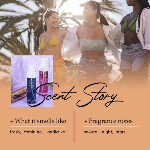 AQUA BLANCE Body Spray for Women, Fragrance Mist Gift Set, Pack of 3, Each 3.4 Fl Oz, Total 10.2 Fl Oz, Cherry Blossoms, Stars, Night