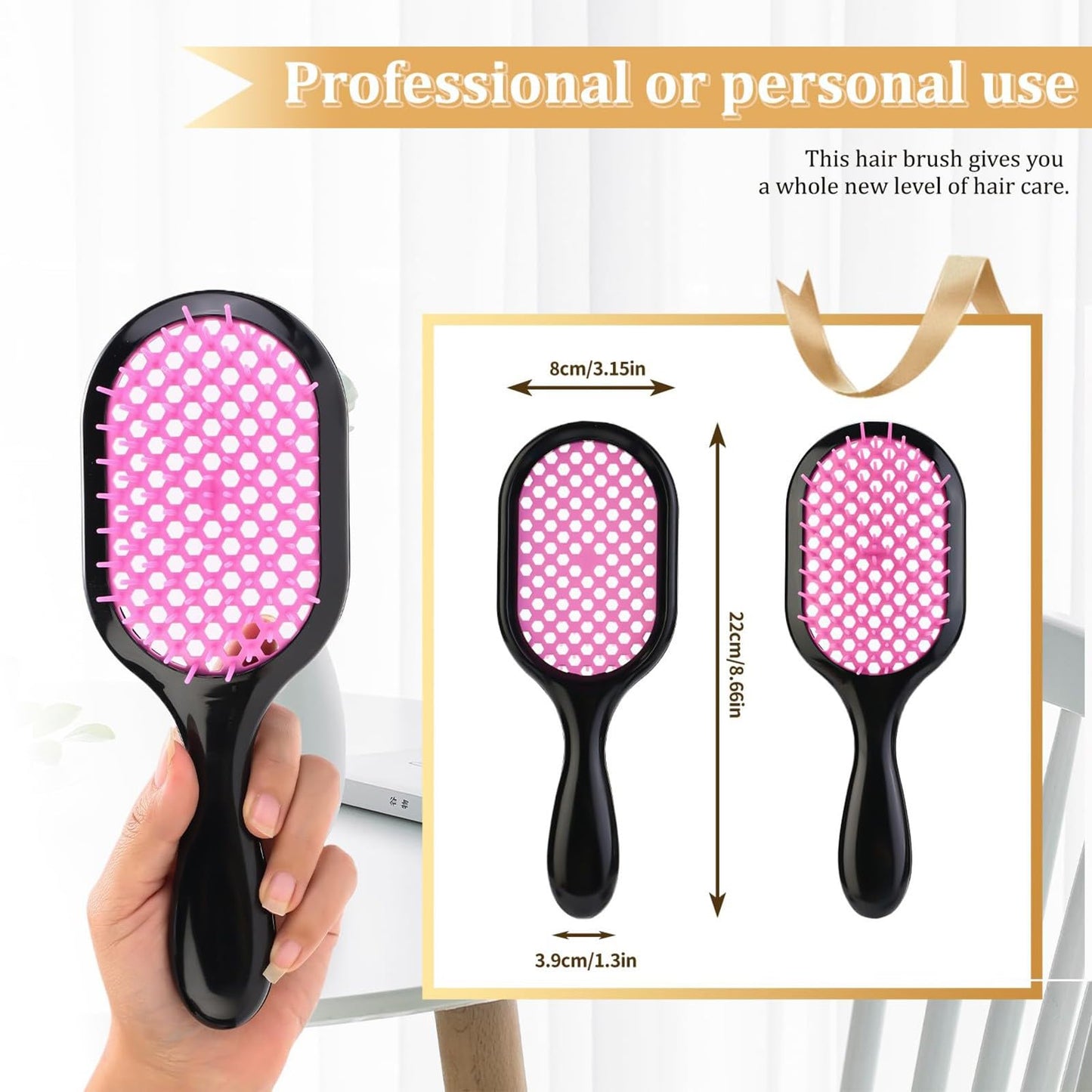 JIEREYAN Bautero Detangling Hair Brush, Wet & Dry Vented Detangling Hair Brush, Scalp Massage Brush Anti Static Hairbrush Brush for Curly Hair Wet and Dry, 1PC Hot Pink