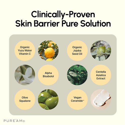 PURE'AM Korean Moisturizer - Ceramide Cream for Dry & Sensitive Skin | Hydrating Face Balm, 75ml