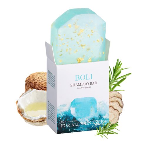 BOLI Rosemary Shampoo Bar - Strengthening & Thickening Solid Soap for All Hair Types | Blue-Green
