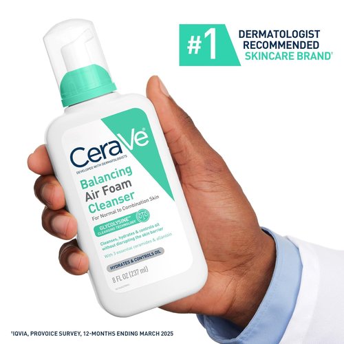 CeraVe Foaming Facial Cleanser - Balancing Air Foam for Combination Skin | 8oz, Fragrance-Free & Hydrating