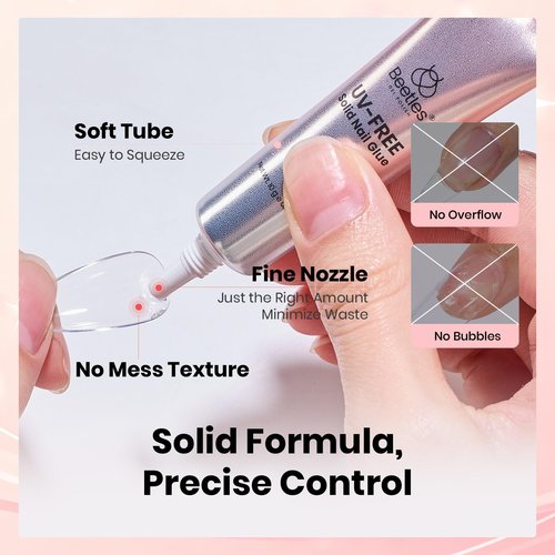 Beetles Super Strong Nail Glue 10g for Press On Nails, No Uv Lamp Needed, Quick Drying, Long Lasting, Easy Control Semi Solid Nail Glue for False Acrylic Nails