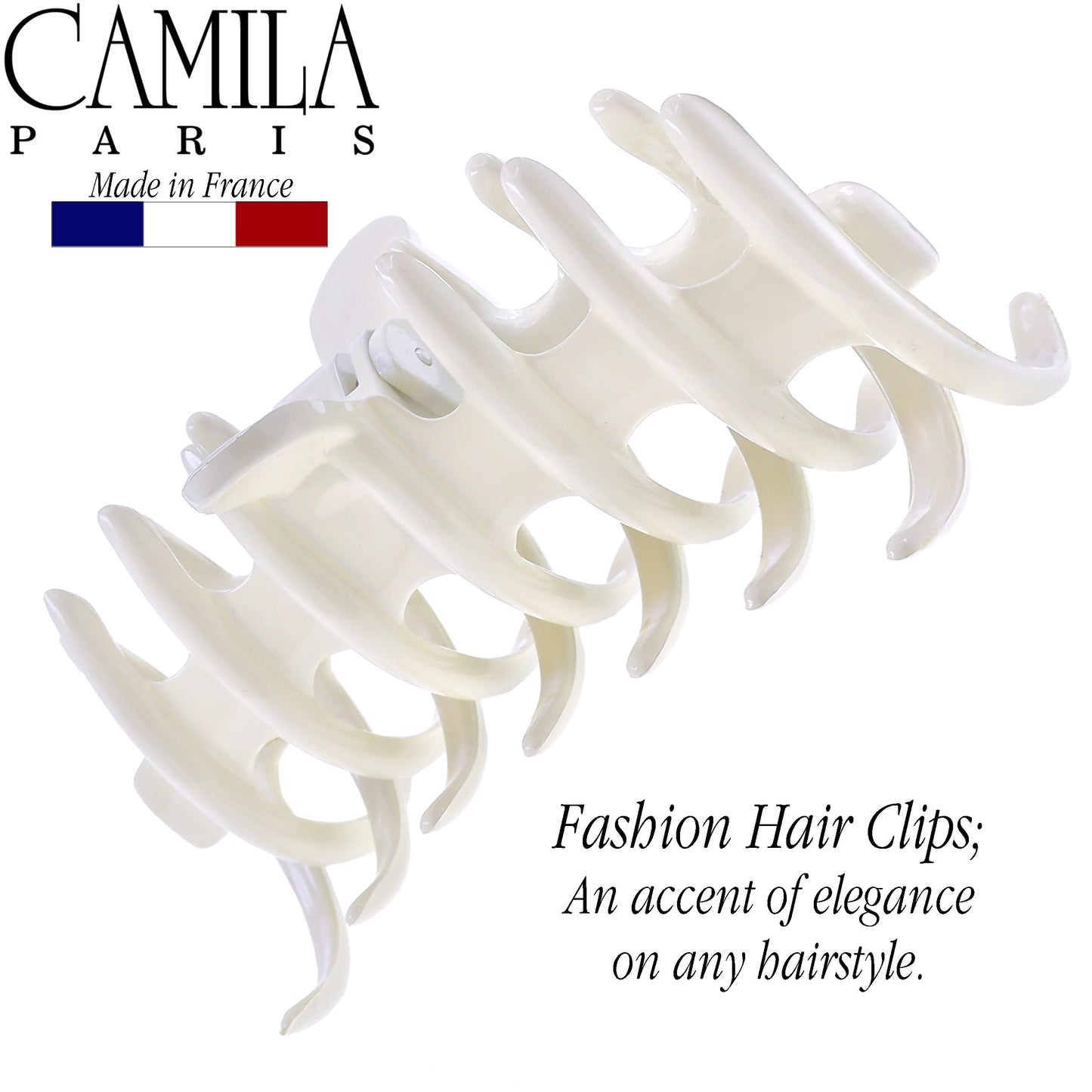 Camila Paris CP3486 French Medium Hair Clips for Women Thick Hair for Long Curly Wavy Hair, Girls Hair Claw Clip, Durable Styling Big Claw Clip for Thick Hair, Strong Hold No Slip Grip, Made in France