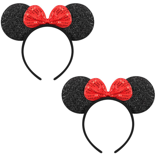 DRESHOW Mouse Ears Bow Headbands Glitter Party Decoration Cosplay Costume for Girls & Women