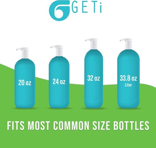 Geti Beauty 2-Pack Shampoo & Conditioner Pump Dispenser - Fits 33.8 oz Salon Bottles | White