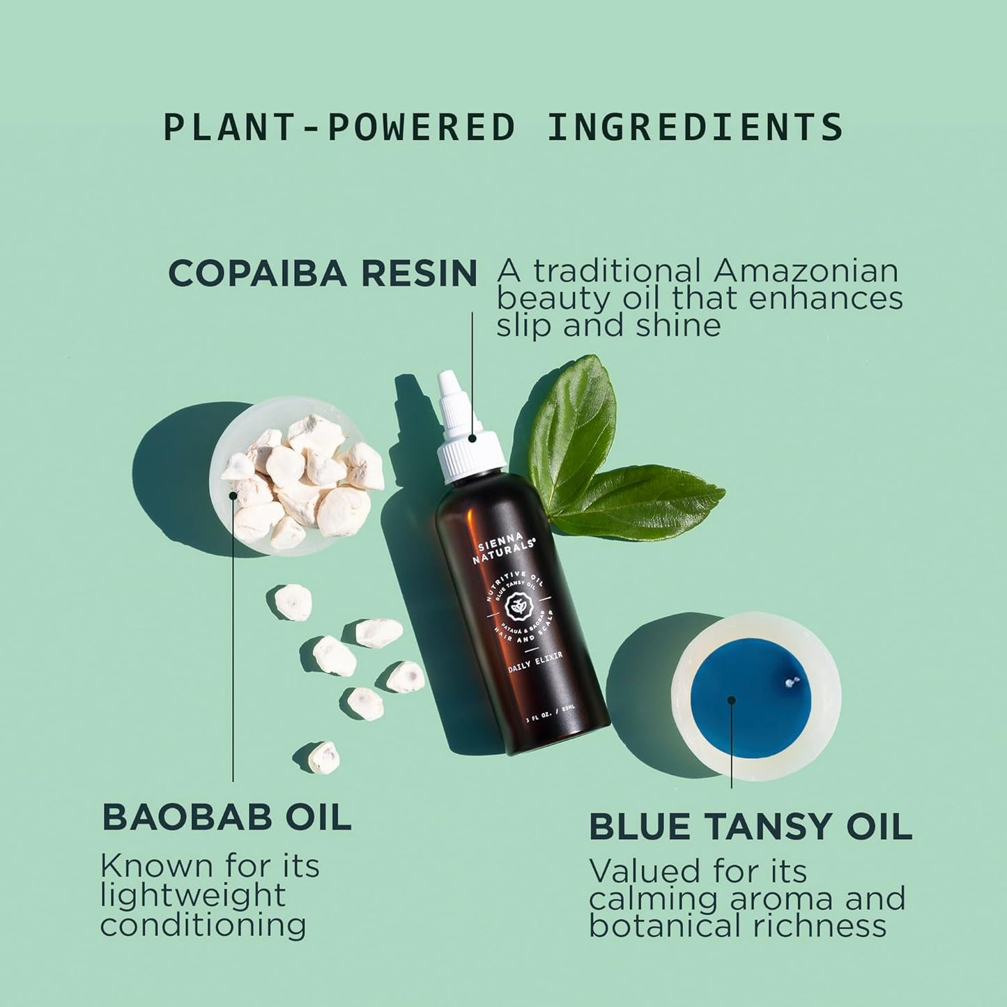 Sienna Naturals Daily Hair Elixir - Lightweight Scalp & Hair Oil with Baobab & Blue Tansy | 3oz Vegan Hydration
