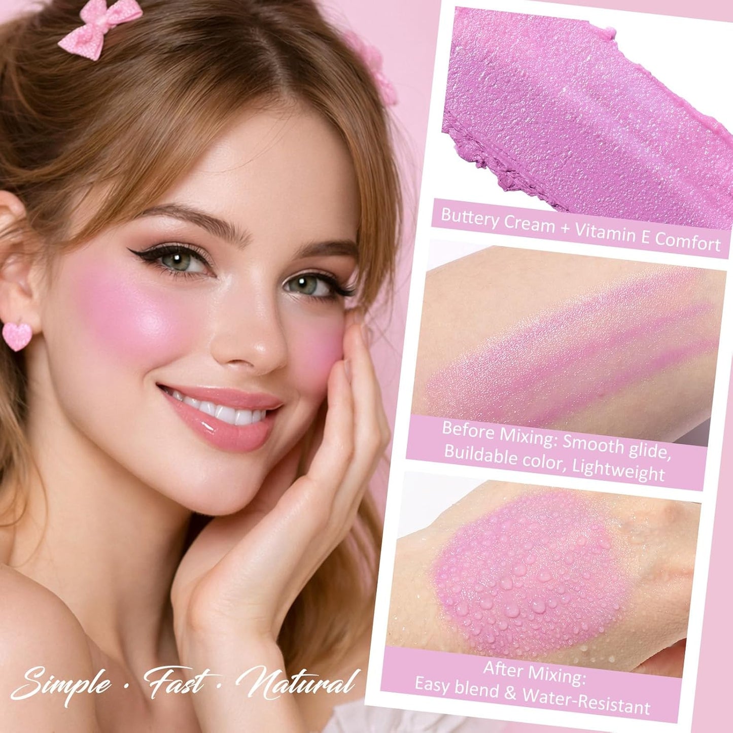 UCANBE Cream Blush Stick - Purple Duo-Tone Multi-Use Makeup for Cheeks & Lips | Hydrating, Lightweight, Long-Wearing