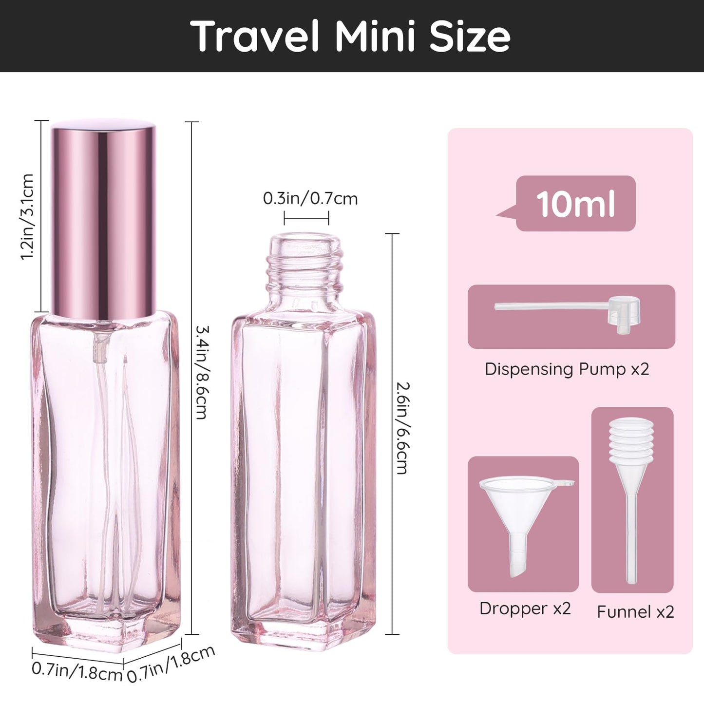 Segbeauty 10ML Refillable Perfume Bottle, 10 Packs Fine Mist Atomizer Sprayer for Perfume, Empty Glass Spray Bottle Mini Portable Travel Perfume Atomizer Toiletries Fragrance Scent Pump Dispenser