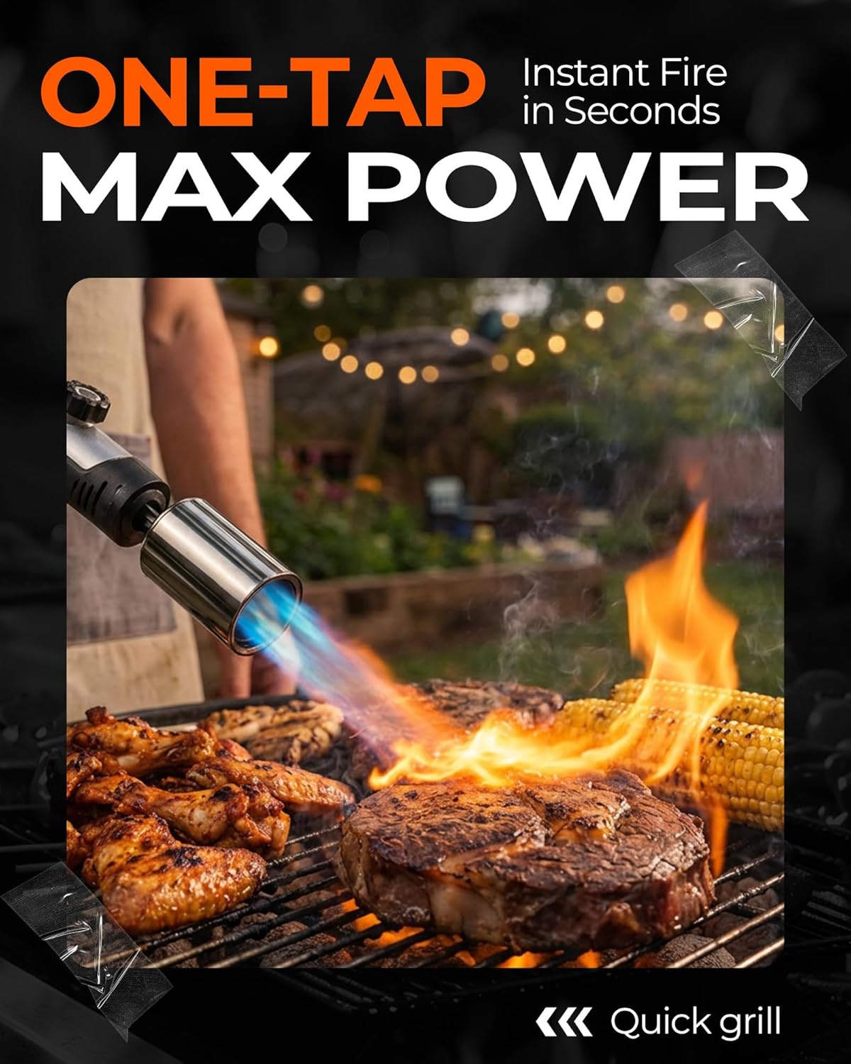Skiennix Propane Torch Head - Culinary Blow Torch with Instant Heat Button & Safety Lock | Adjustable Flame for BBQ & Kitchen Use