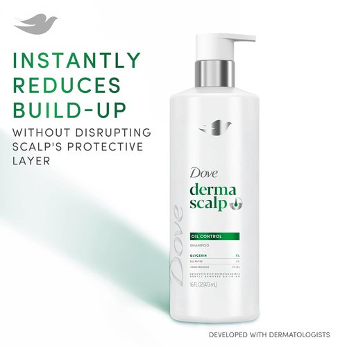 Dove Derma Scalp Shampoo - Oil Control Formula for Gentle Build-Up Removal | 16 oz
