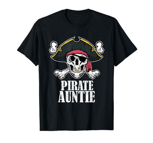 Pirate Aunt Birthday Jolly Roger Flag Pirate Costume T-Shirt