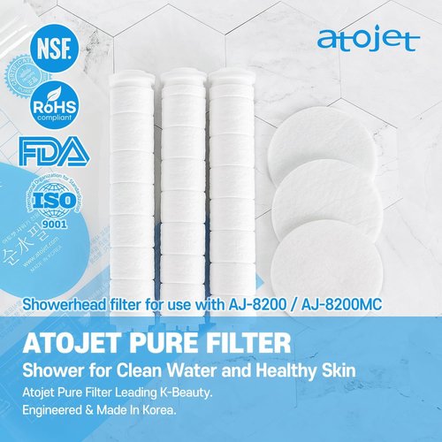 Pure Sediment Filters by AJ-8200 | 6-Pack Showerhead Replacement Filters Inspired by Korea's Beauty Culture