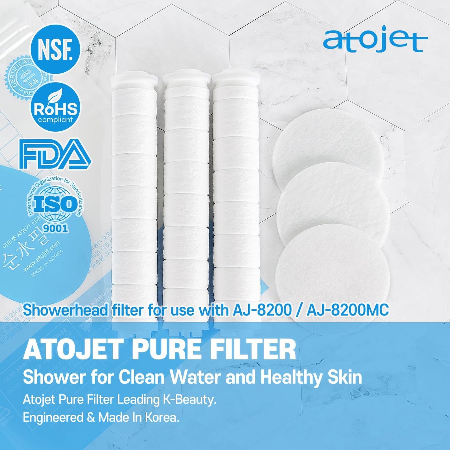 Skiennix Showerhead Replacement Filters - Pure Sediment Filters (6 Head + 6 Body) for AJ-8200 / AJ-8200MC