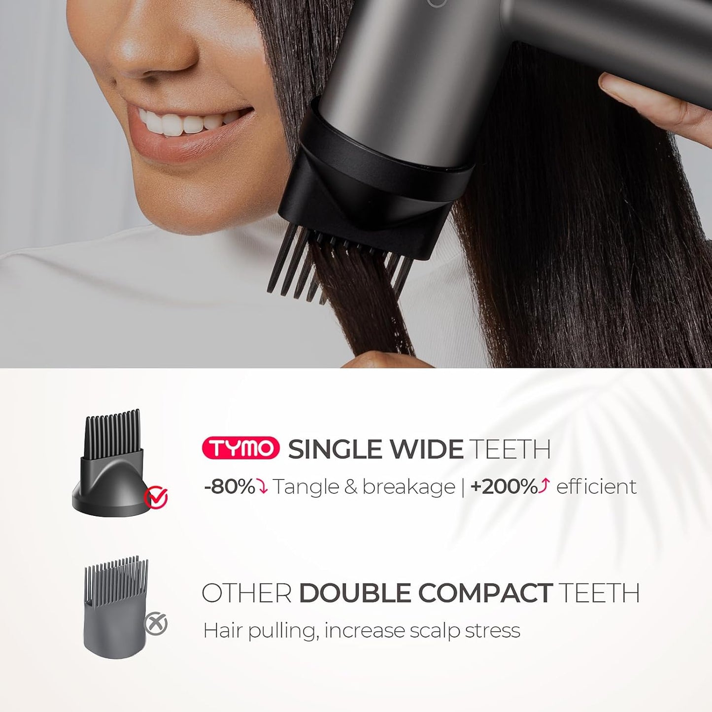 TYMO Hair Dryer - 1500W High-Speed Professional Blow Dryer with Diffuser & Comb | Fast Drying, 3 Speeds, Low Noise