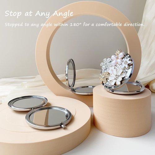 Amanman Cute Compact Mirror Cherry Small Mirror Girl's Gift Travel Mirror 1x/2x Magnification Travel Makeup Mirror (Cherry)