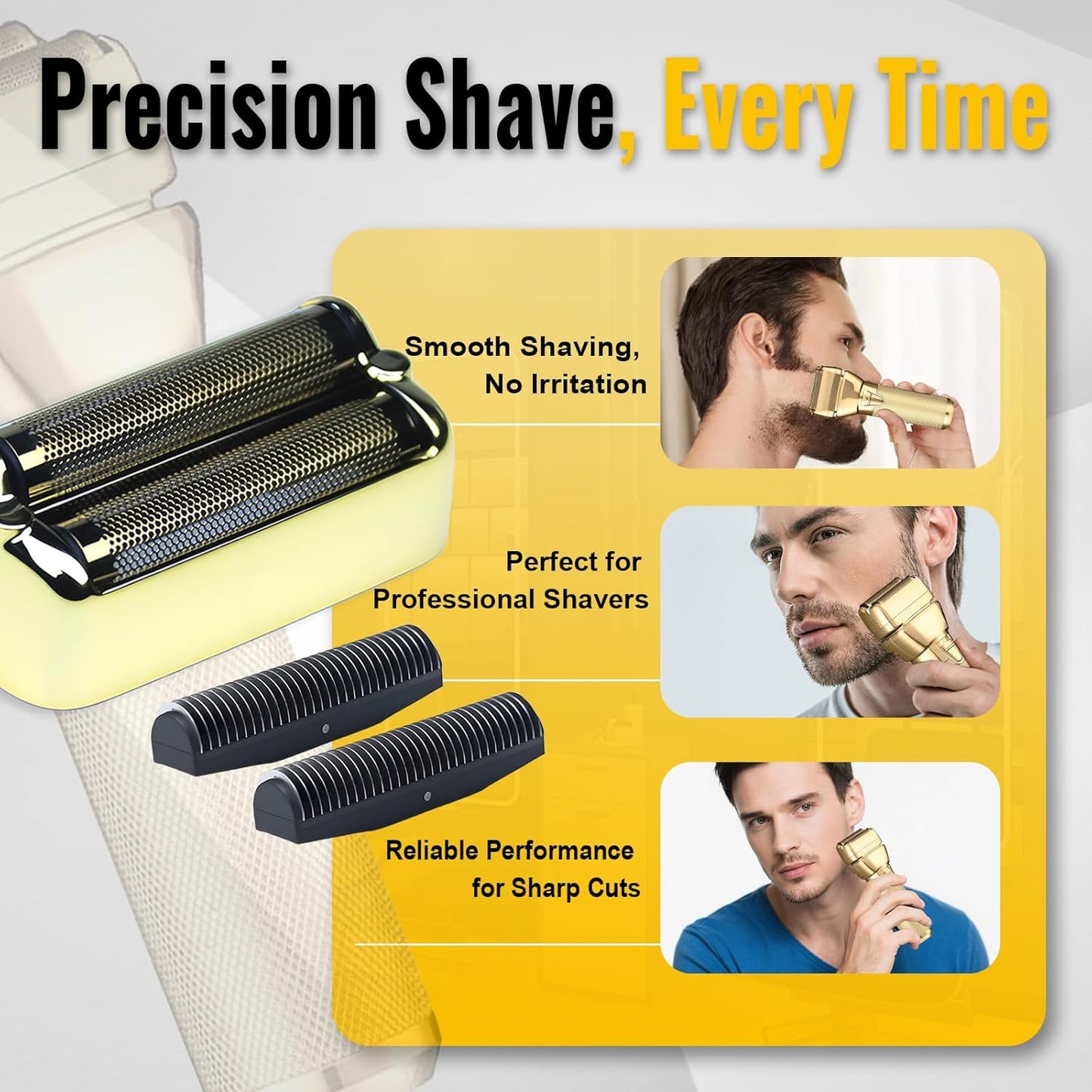 BaBylissPRO FXONE Replacement Shaver Foil & Cutter Heads - 2-Pack Double Foil (Gold)