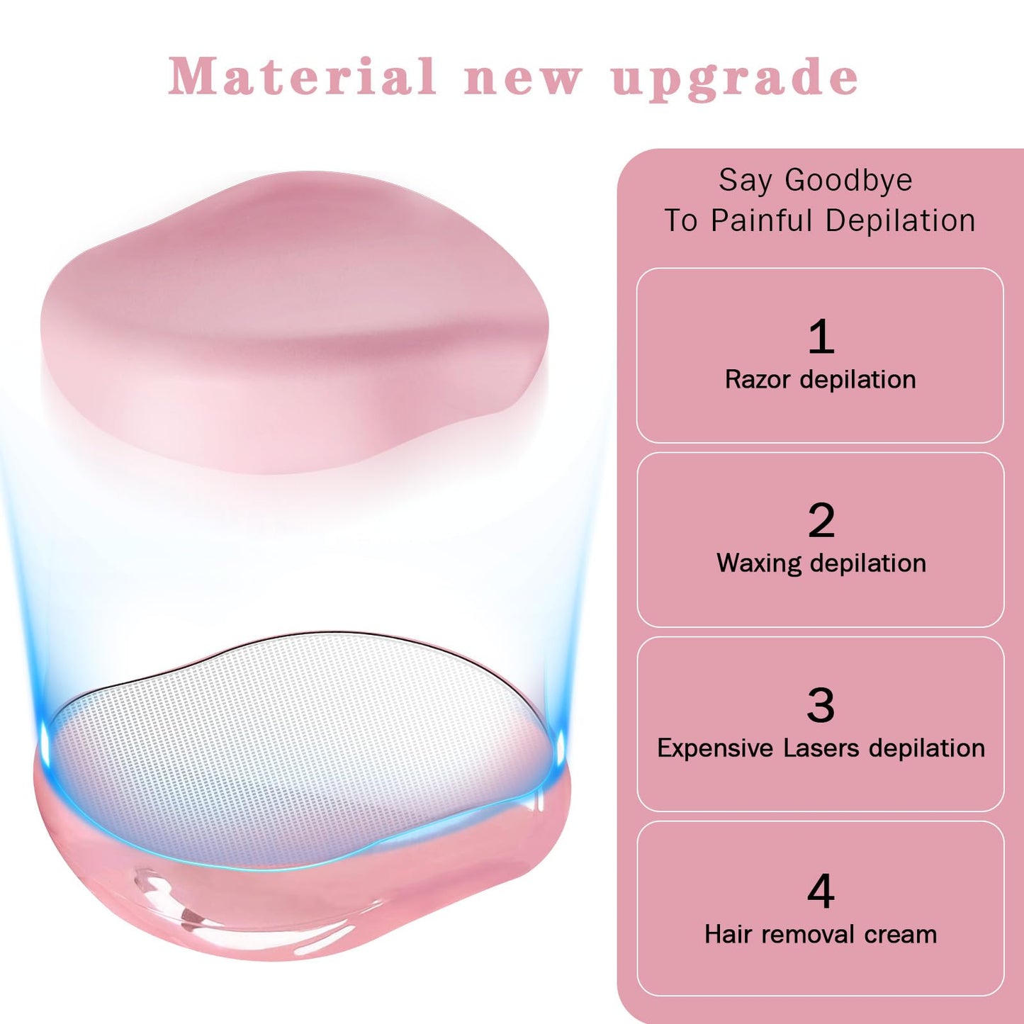 Crystal Hair Eraser for Women and Men, Reusable Crystal Hair Remover Magic Painless Exfoliation Hair Removal Tool, Magic Hair Eraser Device for Back Arms Legs (Pink)