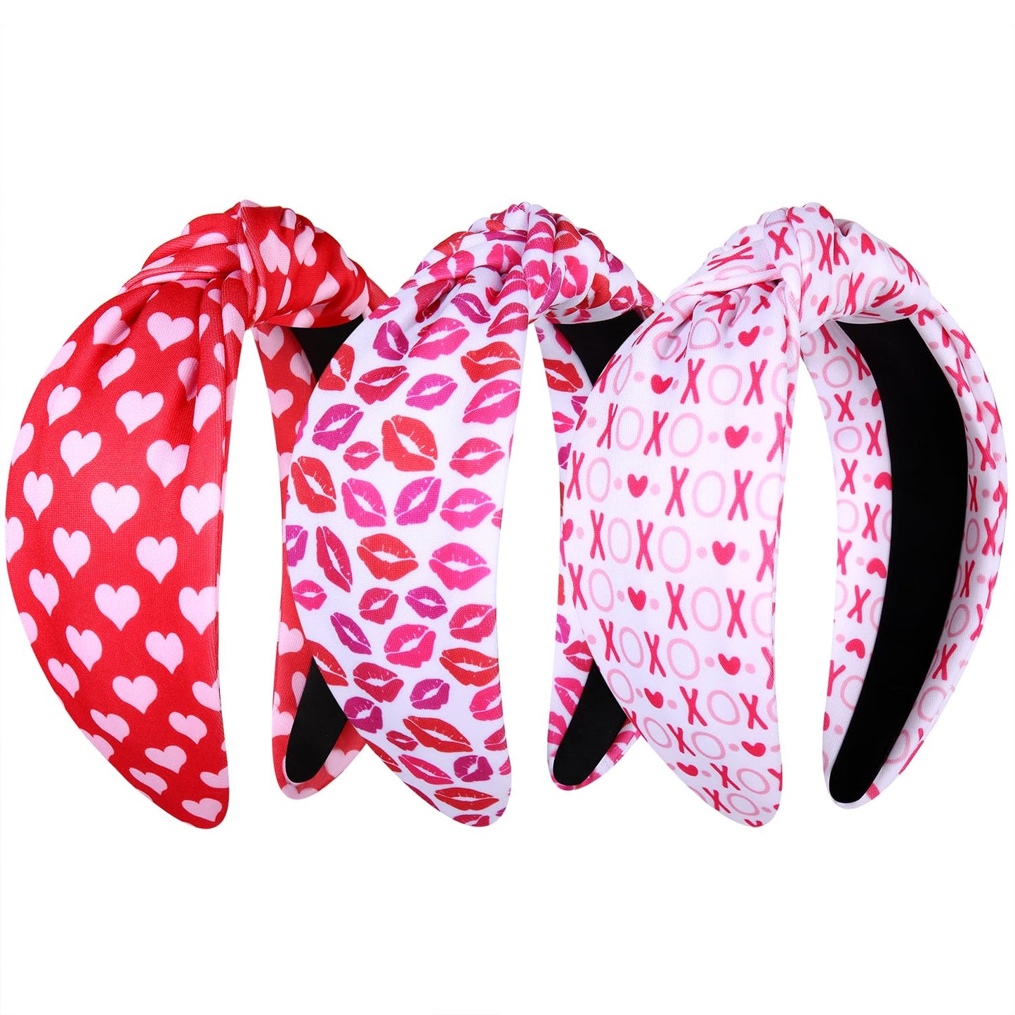 JERTOCLE Valentine's Day Headband Holiday Headband Accessories for Women Printed XOXO LOVE Heart Knotted Headband Valentines Galentines Party Favors (Valentines C)