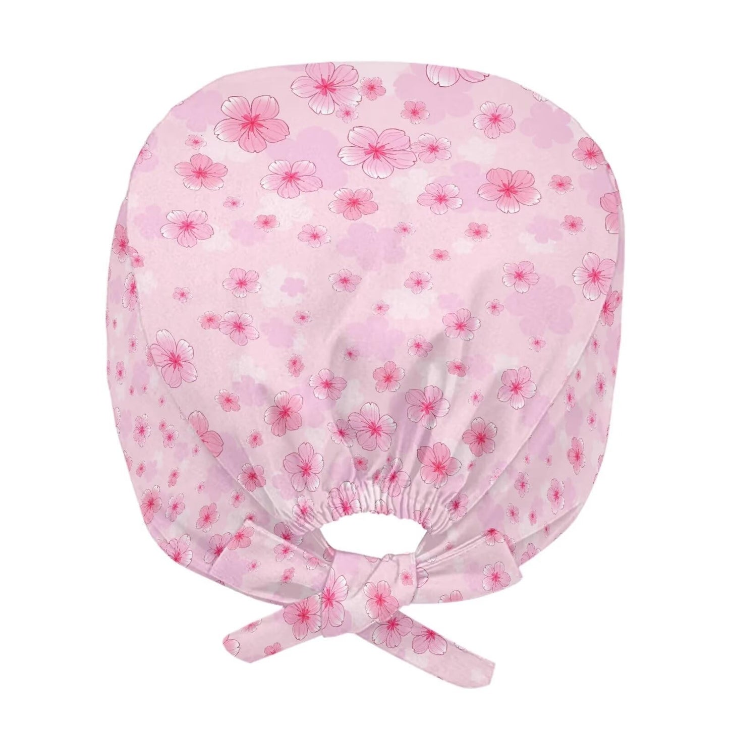 JoyLamoria Cherry Blossoms Cap with Button Sweatband Printed Headband Adjustable Tie Back Unisex Caps for Women Men