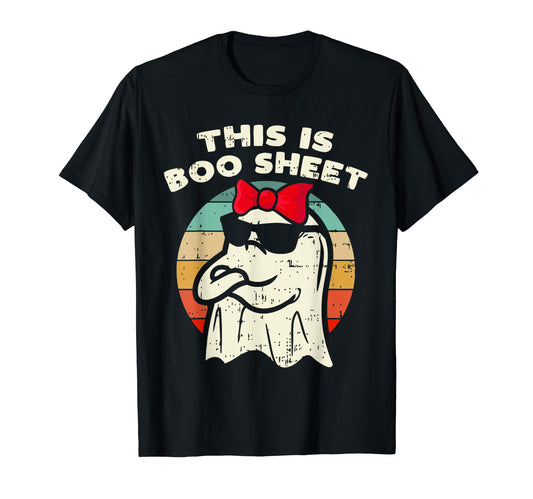 This Is Boo Sheet Ghost Retro Halloween Women Kids Girls T-Shirt