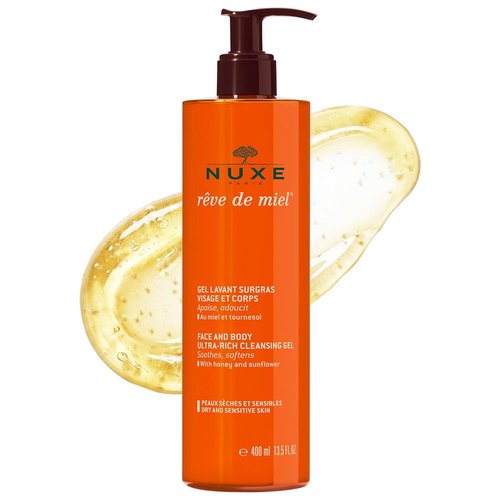 Nuxe Rêve de Miel Body Wash - Ultra-Rich Shower Gel with Honey & Glycerin for Dry Skin, 13.5 Fl Oz