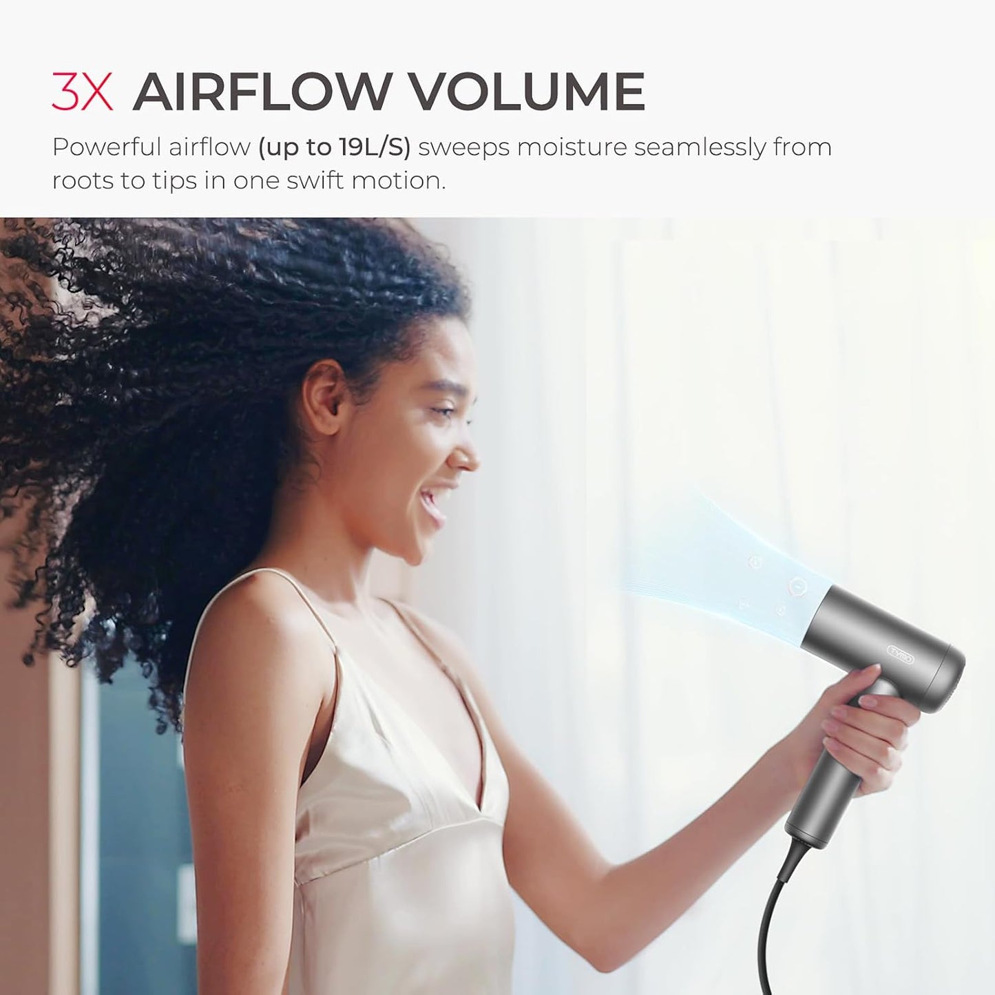 TYMO Hair Dryer - 1500W High-Speed Professional Blow Dryer with Diffuser & Comb | Fast Drying, 3 Speeds, Low Noise