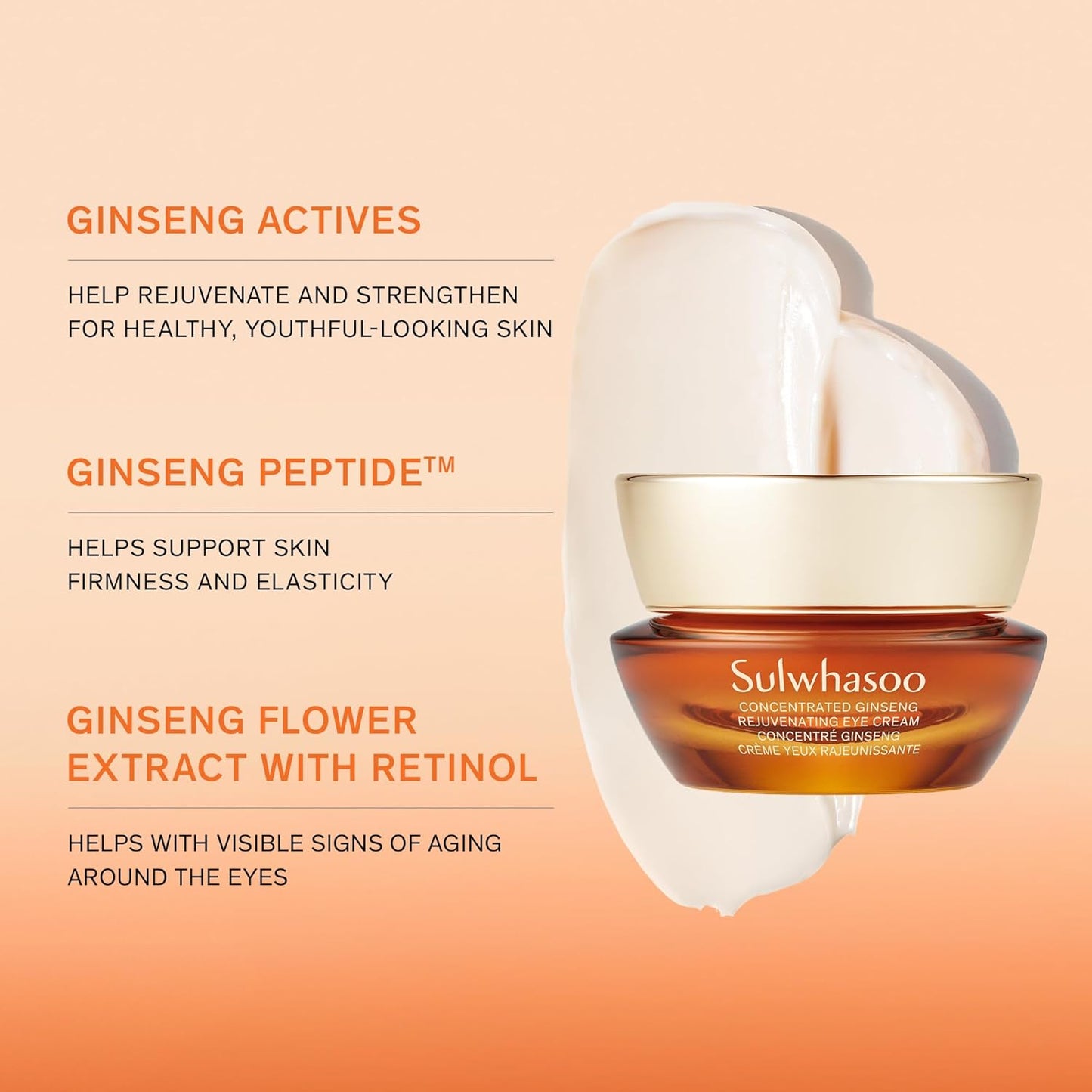 Sulwhasoo Concentrated Ginseng Eye Cream - Anti-Aging Formula with Korean Ginseng & Peptides | 0.50 fl. oz.