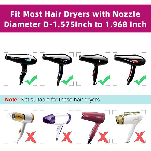 Collapsible Silicone Hair Dryer Diffuser - Travel-Friendly Design for Easy Storage | Fits Most Hair Dryers (1.575-1.968 Inch Nozzle) - Pink