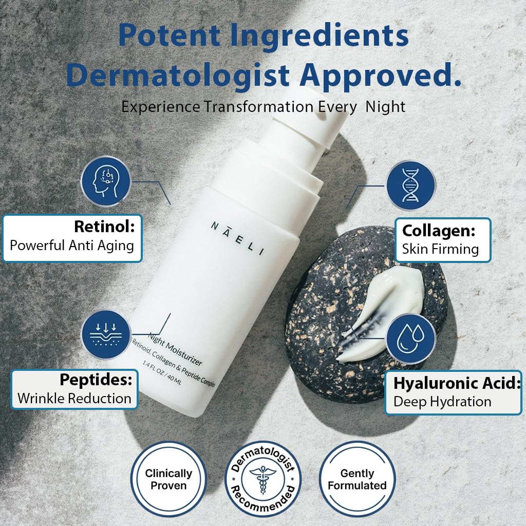 Skiennix Retinoid Cream - 4.25% Retinol Night Moisturizer with Collagen & Peptides - Anti-Aging, 1.4 oz