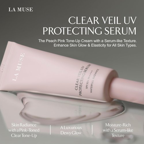 LA MUSE Peach Pink Glow Tone Up Cream - Lightweight Tinted Moisturizer for Radiant Skin | Hydrating Primer (1.7 fl oz)