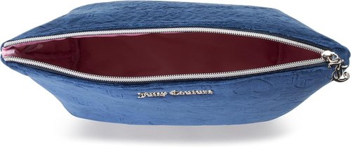 Juicy Couture Makeup Bag - Blue Velour Cosmetics Organizer with Heart Crown Design | Travel Essentials