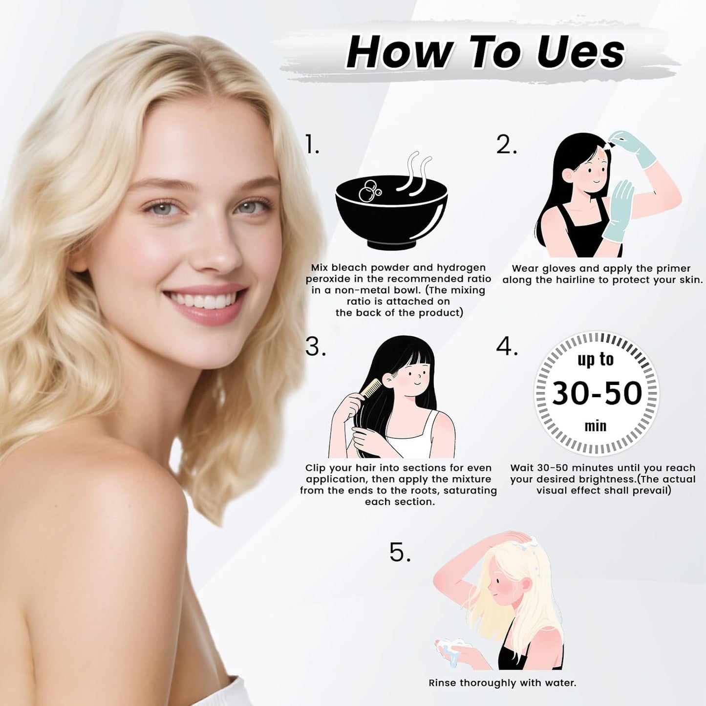 Skiennix Hair Bleach Powder - Professional Lightening Up to 8 Levels for Highlights | 45g