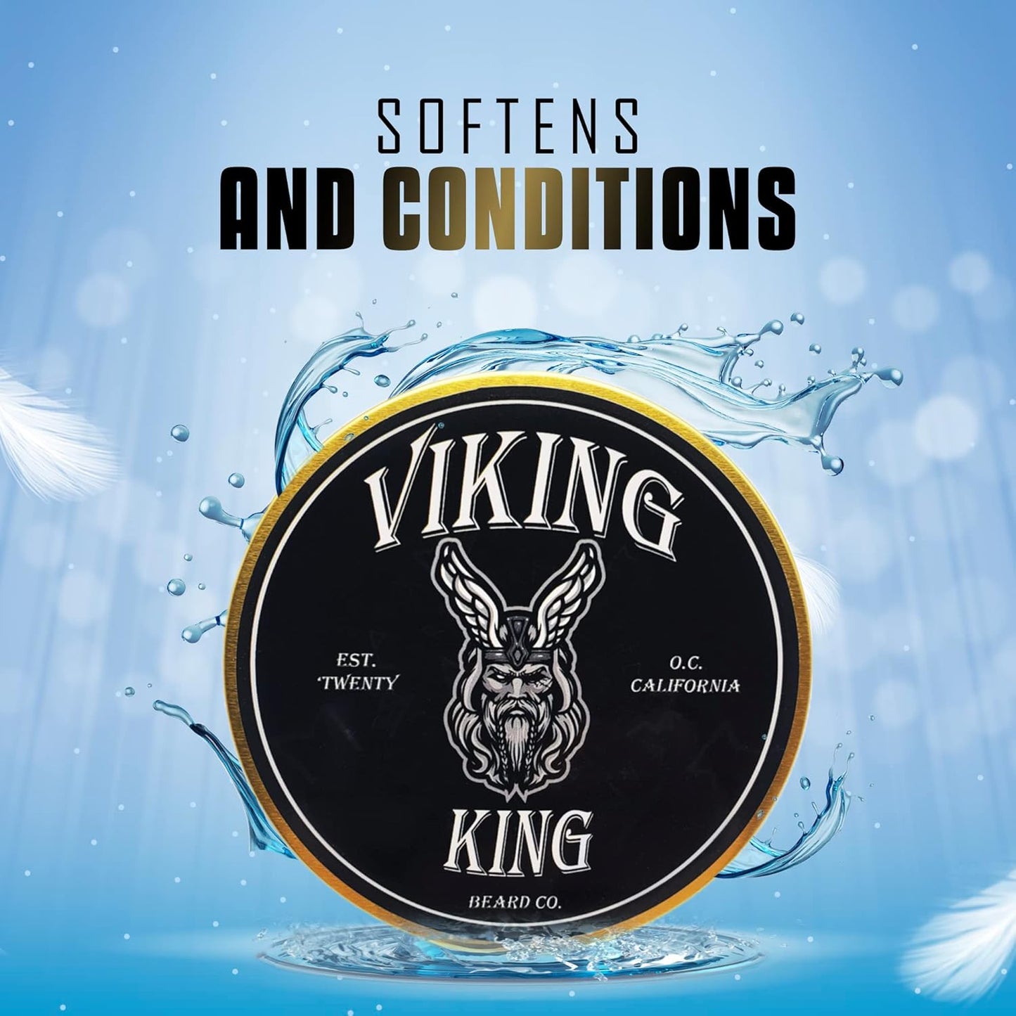 VIKING KING BEARD CO. Beard Balm - All-Natural Spiced Vanilla Tobacco Softener | 4 Ounce Tin