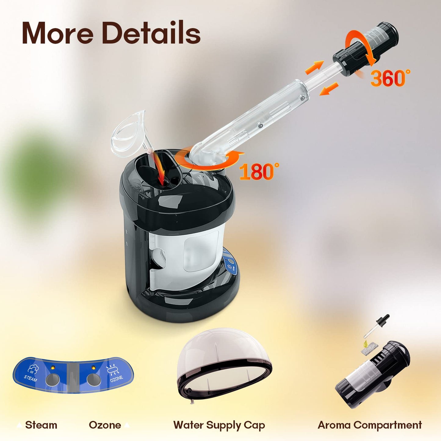 Hair Steamer Kingsteam 2 in 1 Ozone Facial Steamer, Design for Personal Care Use at Home or Salon Barber