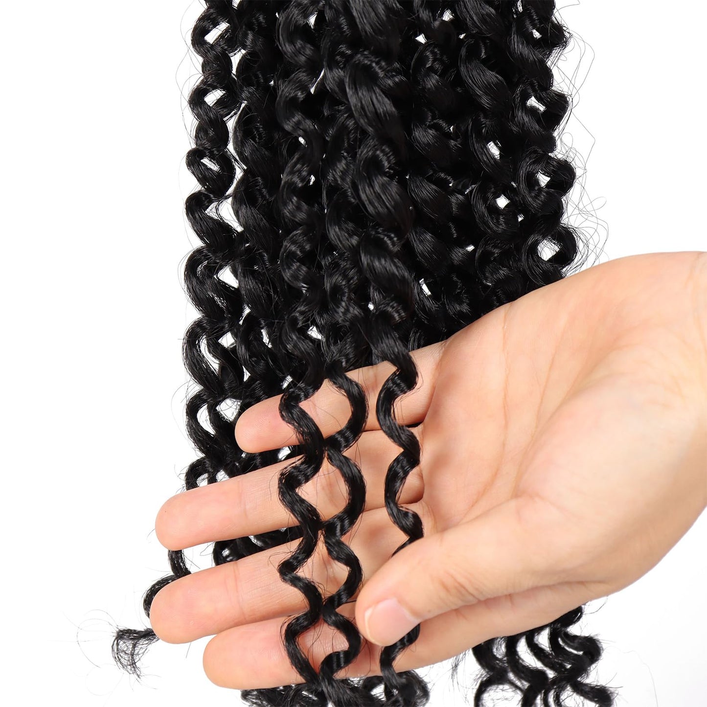 Dorsanee Passion Twist Hair 16 Inch 7 Packs Water Wave Crochet Hair Long Bohemian Curly Braiding Hair for Butterfly Locs, Faux Locs, Boho Style Spring Twist Crochet Braids (1B#)