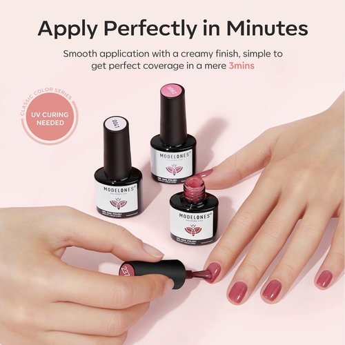 modelones Jelly Gel Nail Polish, 6 Colors Nude Gel Polish Milky White Pink Red Neutral Nail Art Design Translucent Kits Soak Off LED Nail Lamp Manicure Salon DIY Girls Women Gift