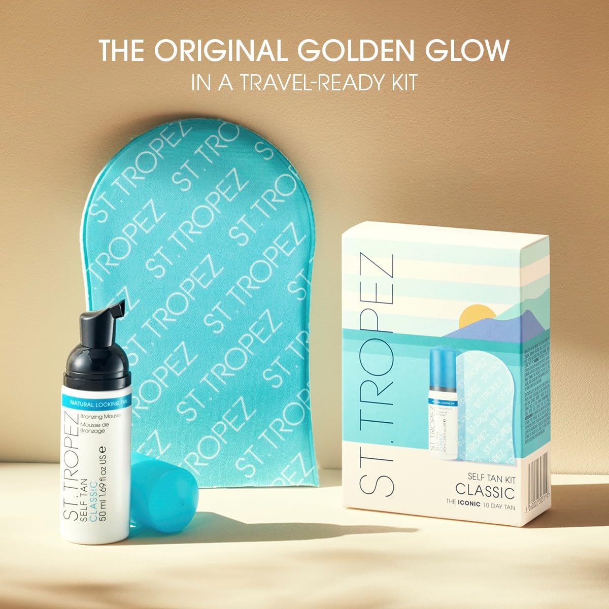 St. Tropez Self Tan Classic Mini Kit - Travel-Sized Bronzing Mousse & Applicator Mitt | Vegan, Natural Glow