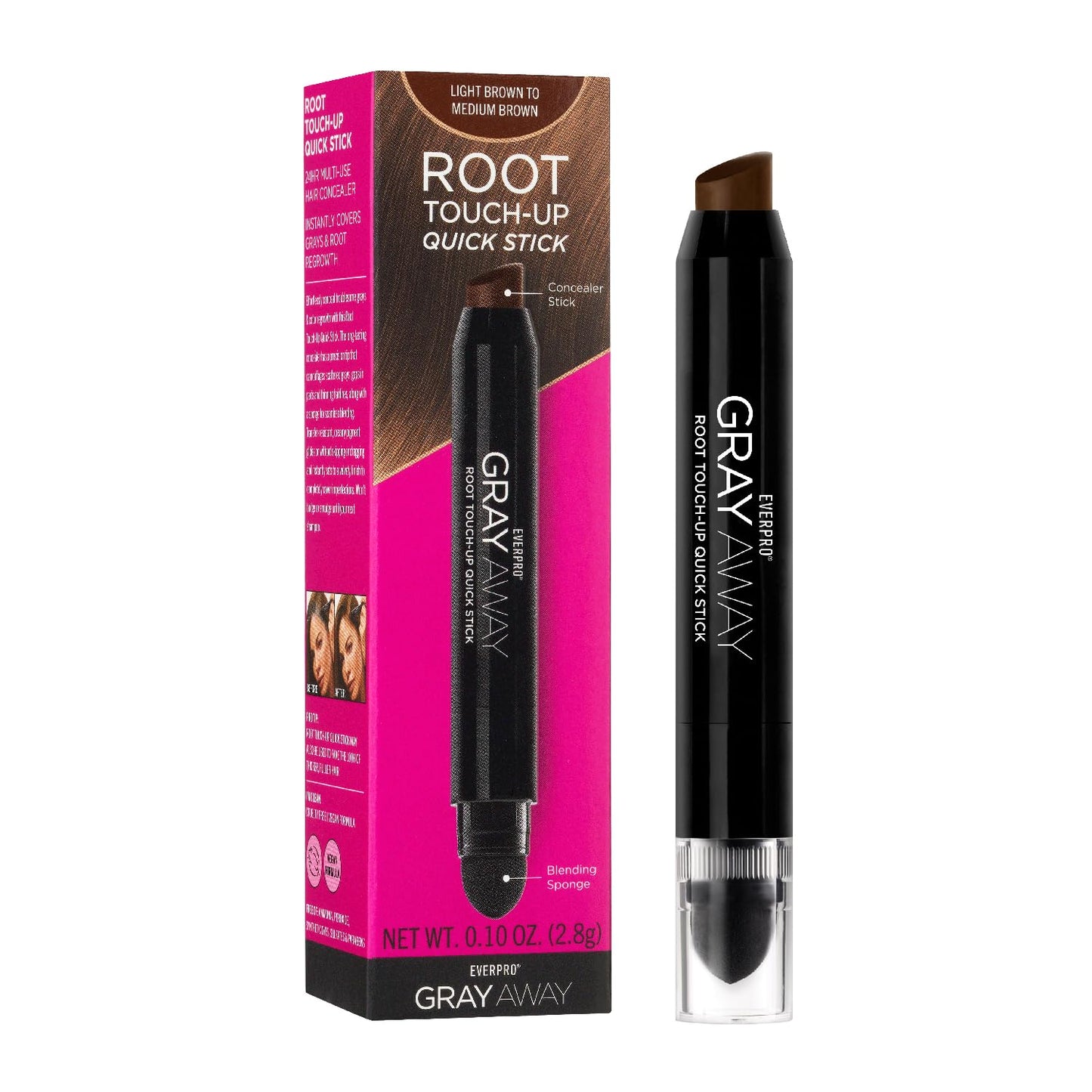 Everpro Gray Away Root Touchup Quik Stk Lightest Brown/Medium Blonde and Light Brown Hair Dye Sticks, 0.10oz and 0.1oz