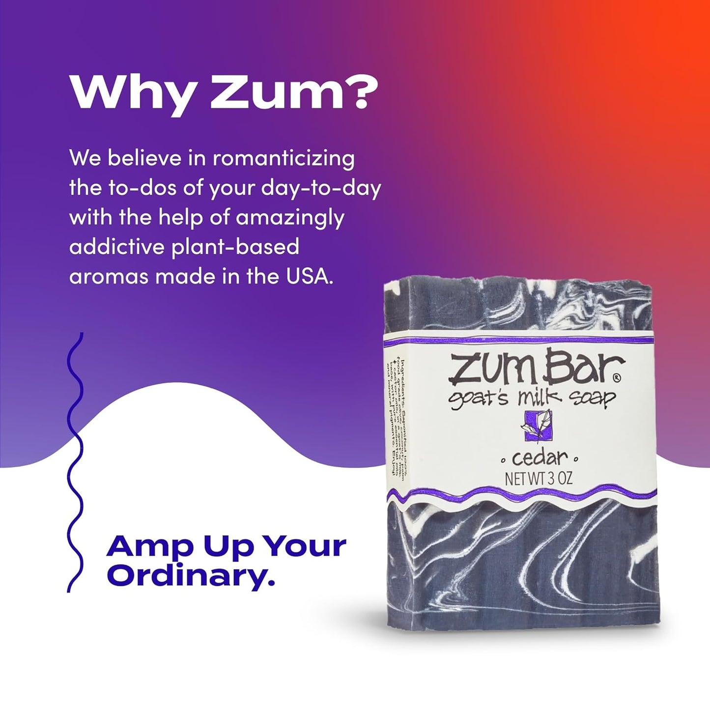 Zum Goat's Milk Soap Bar - Nourishing Hand & Body Cleanser with Essential Oils - Cedar Scent | 3 oz (3 Pack)