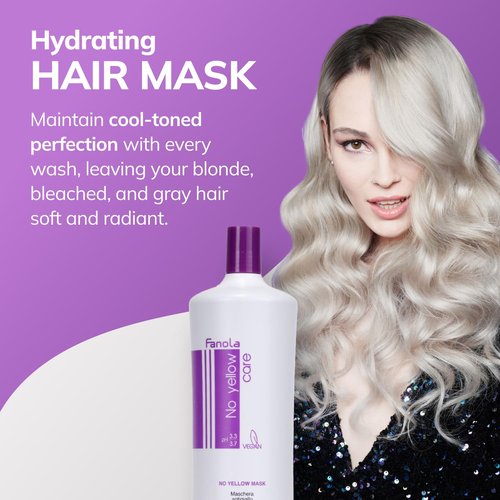 Fanola No Yellow Purple Hair Mask - Deep Conditioning for Blonde & Grey Hair - Neutralizes Brassy Tones (11.8 Fl Oz)