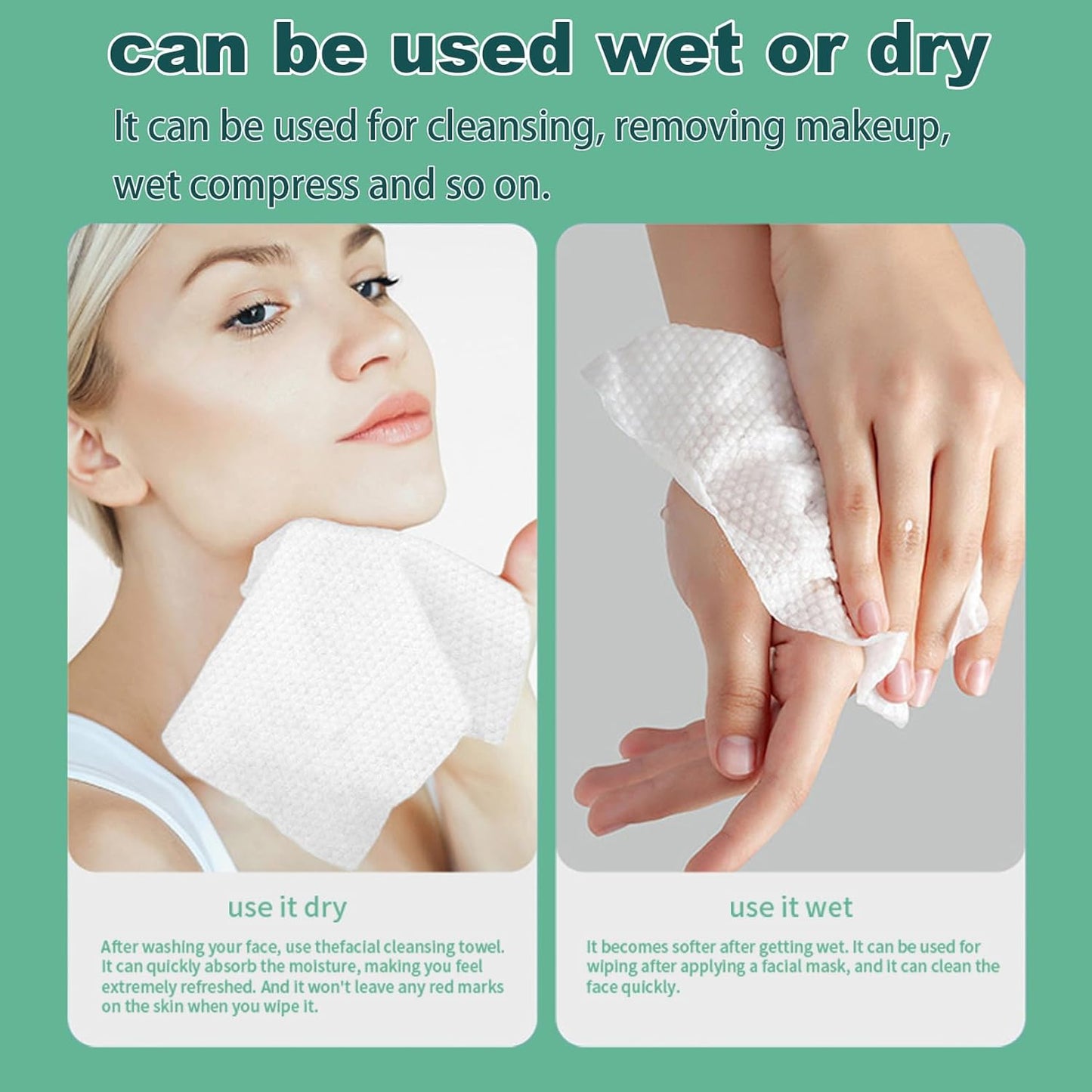 Skiennix Hanging Disposable Face Towels - Extra Soft & Absorbent 8x8 Inch Wipes | 640 Count, Wall Mount Design