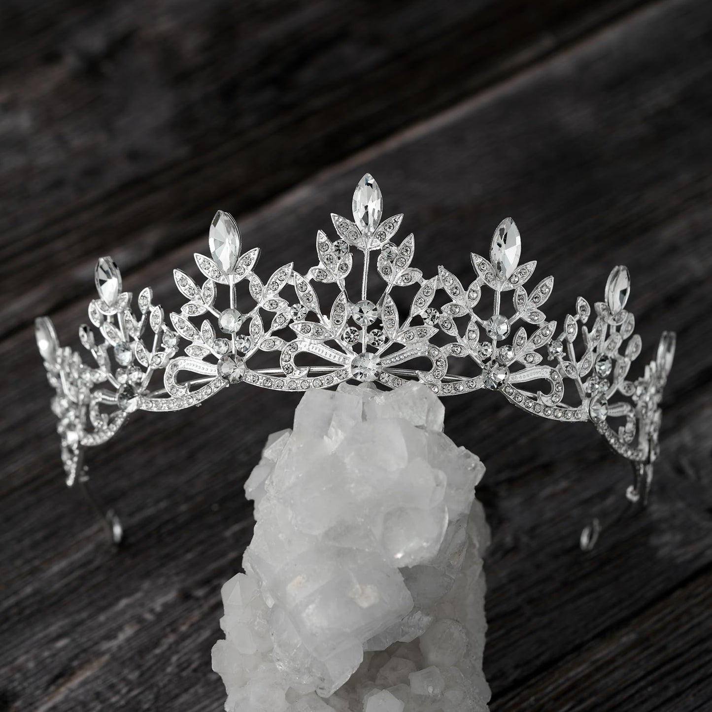 SWEETV Tiara Headbands Bridal Wedding Crown Prom Birthday Party Hair Accessories, Rhinestone Bridal Crown Princess Tiara Jewelry Headpieces for Women and Girls Silver,Lorelai Crystal Tiara